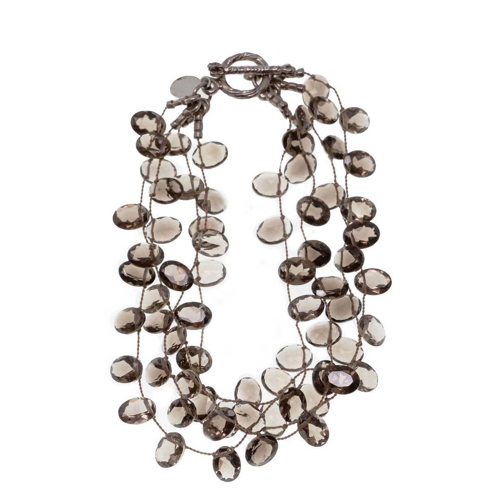 NEW MARGO MORRISON women's faceted oval smoky quartz bracelet in brown